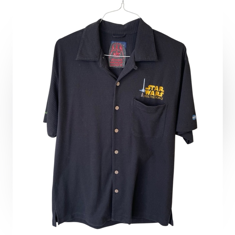 Embroidered Star Wars Men’s Black Button Down Knit Shirt Rare